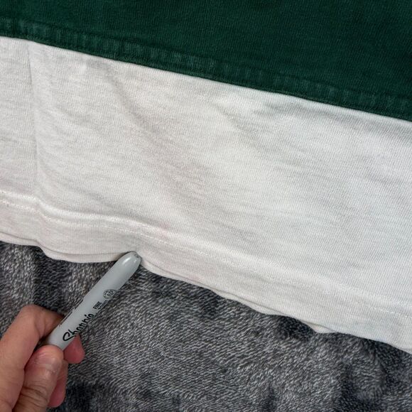 Vtg Guinness Embroidered Rugby Polo Long Sleeve Striped Men's L/XL* Green - Picture 8 of 14